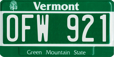 VT license plate OFW921