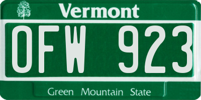 VT license plate OFW923
