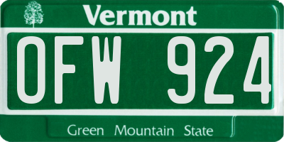 VT license plate OFW924
