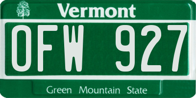 VT license plate OFW927