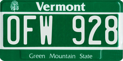 VT license plate OFW928
