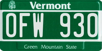VT license plate OFW930