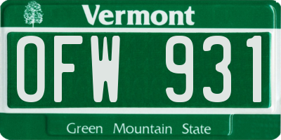 VT license plate OFW931
