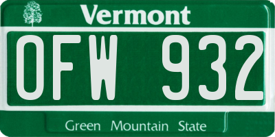 VT license plate OFW932