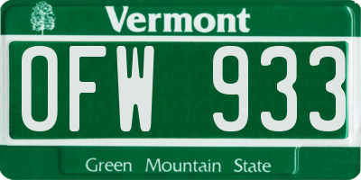 VT license plate OFW933