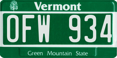 VT license plate OFW934