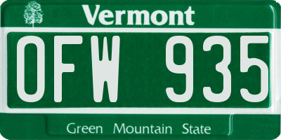VT license plate OFW935