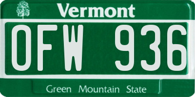 VT license plate OFW936