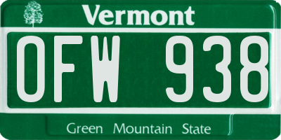 VT license plate OFW938