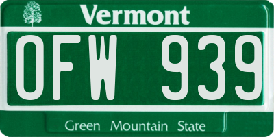 VT license plate OFW939