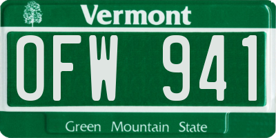 VT license plate OFW941