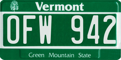 VT license plate OFW942