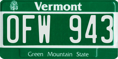 VT license plate OFW943