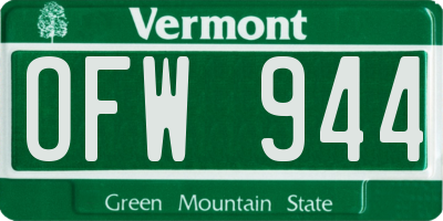 VT license plate OFW944