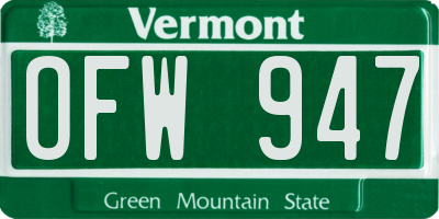 VT license plate OFW947