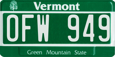 VT license plate OFW949