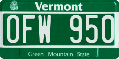 VT license plate OFW950