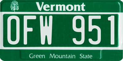 VT license plate OFW951