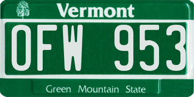 VT license plate OFW953