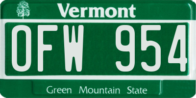 VT license plate OFW954
