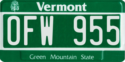 VT license plate OFW955