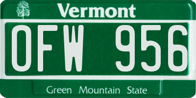 VT license plate OFW956