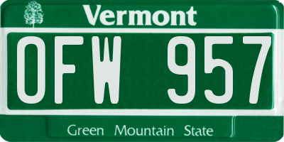 VT license plate OFW957