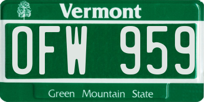 VT license plate OFW959