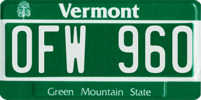 VT license plate OFW960