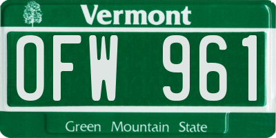 VT license plate OFW961