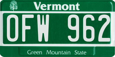 VT license plate OFW962