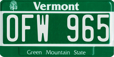 VT license plate OFW965