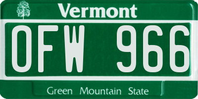 VT license plate OFW966