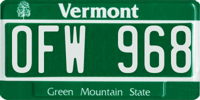 VT license plate OFW968