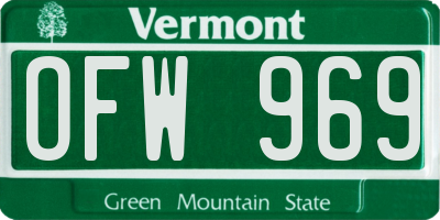 VT license plate OFW969