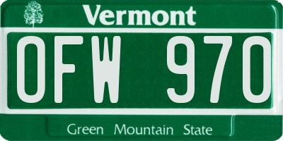 VT license plate OFW970