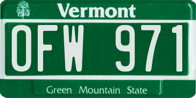 VT license plate OFW971