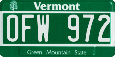 VT license plate OFW972