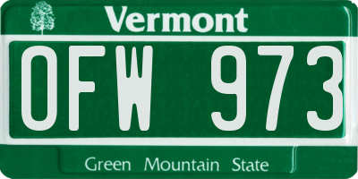 VT license plate OFW973