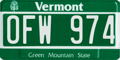 VT license plate OFW974