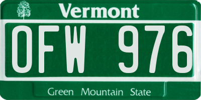 VT license plate OFW976