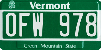 VT license plate OFW978