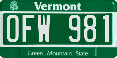 VT license plate OFW981