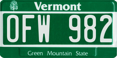 VT license plate OFW982