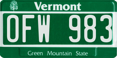 VT license plate OFW983