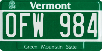 VT license plate OFW984