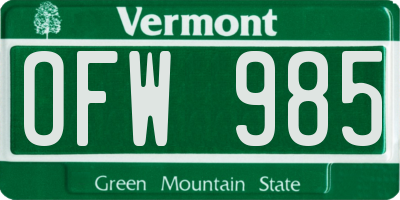 VT license plate OFW985