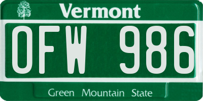 VT license plate OFW986