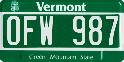 VT license plate OFW987