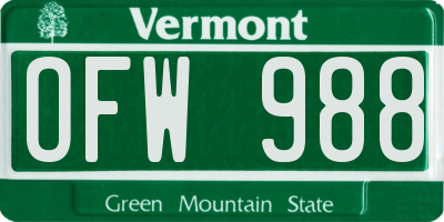 VT license plate OFW988